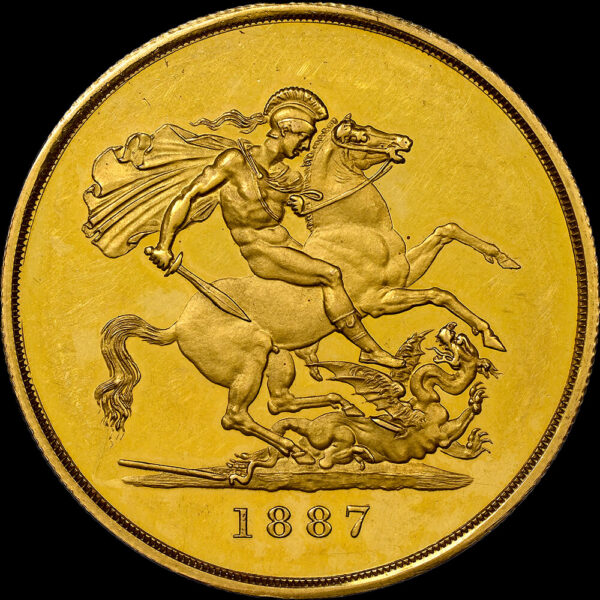 時を超える遺産” 1887年 イギリス ヴィクトリア女王 5Sov NGC PF61CAMEO - 画像 (2)