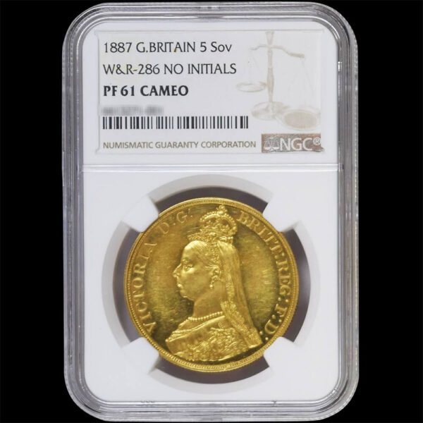 時を超える遺産” 1887年 イギリス ヴィクトリア女王 5Sov NGC PF61CAMEO - 画像 (3)