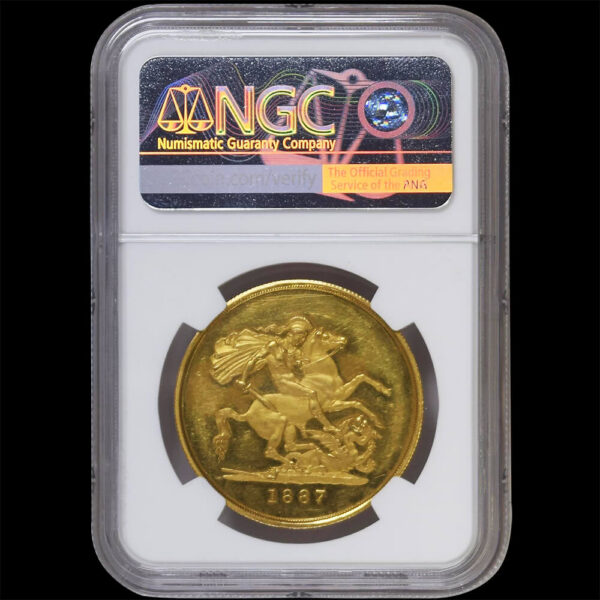時を超える遺産” 1887年 イギリス ヴィクトリア女王 5Sov NGC PF61CAMEO - 画像 (4)